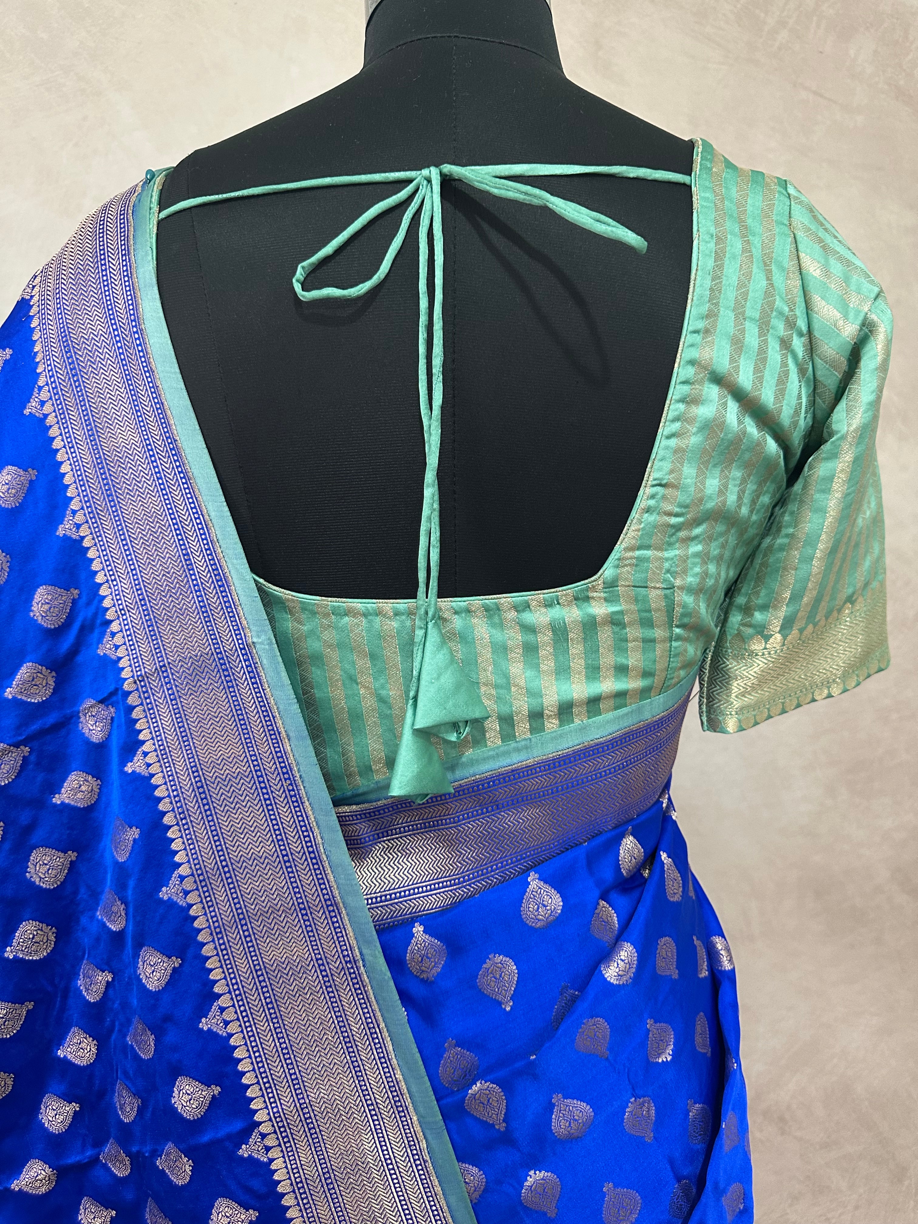 Pure katan banarsi saree with stitched blouse