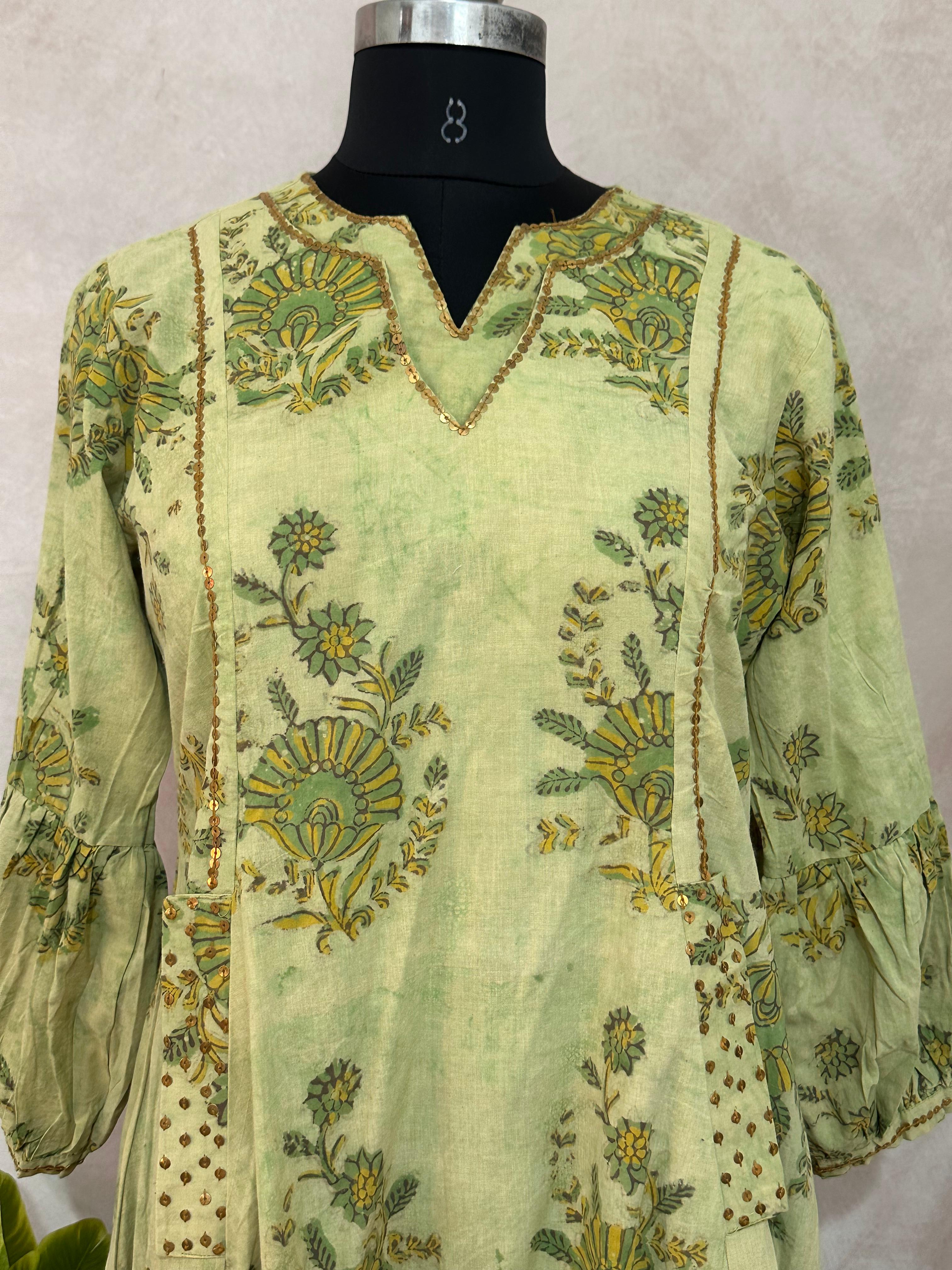 Hand blocked printed ajrakh Cotton dress