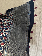 Modal silk kurti with Ajrakh hand block print
