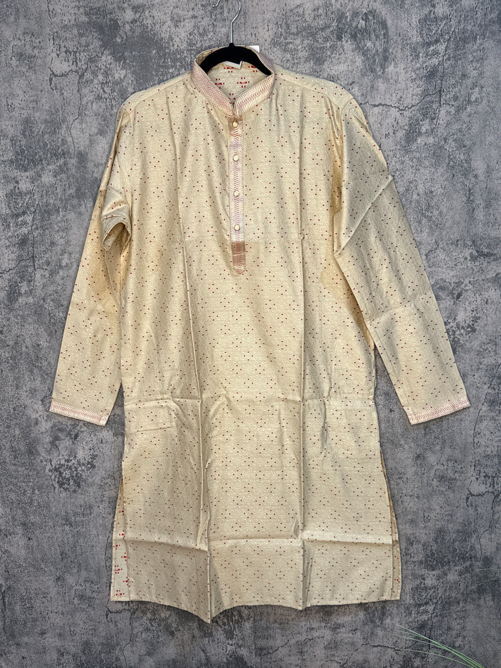 Sandalwood color banarsi silk fabric with self embosed embroidery