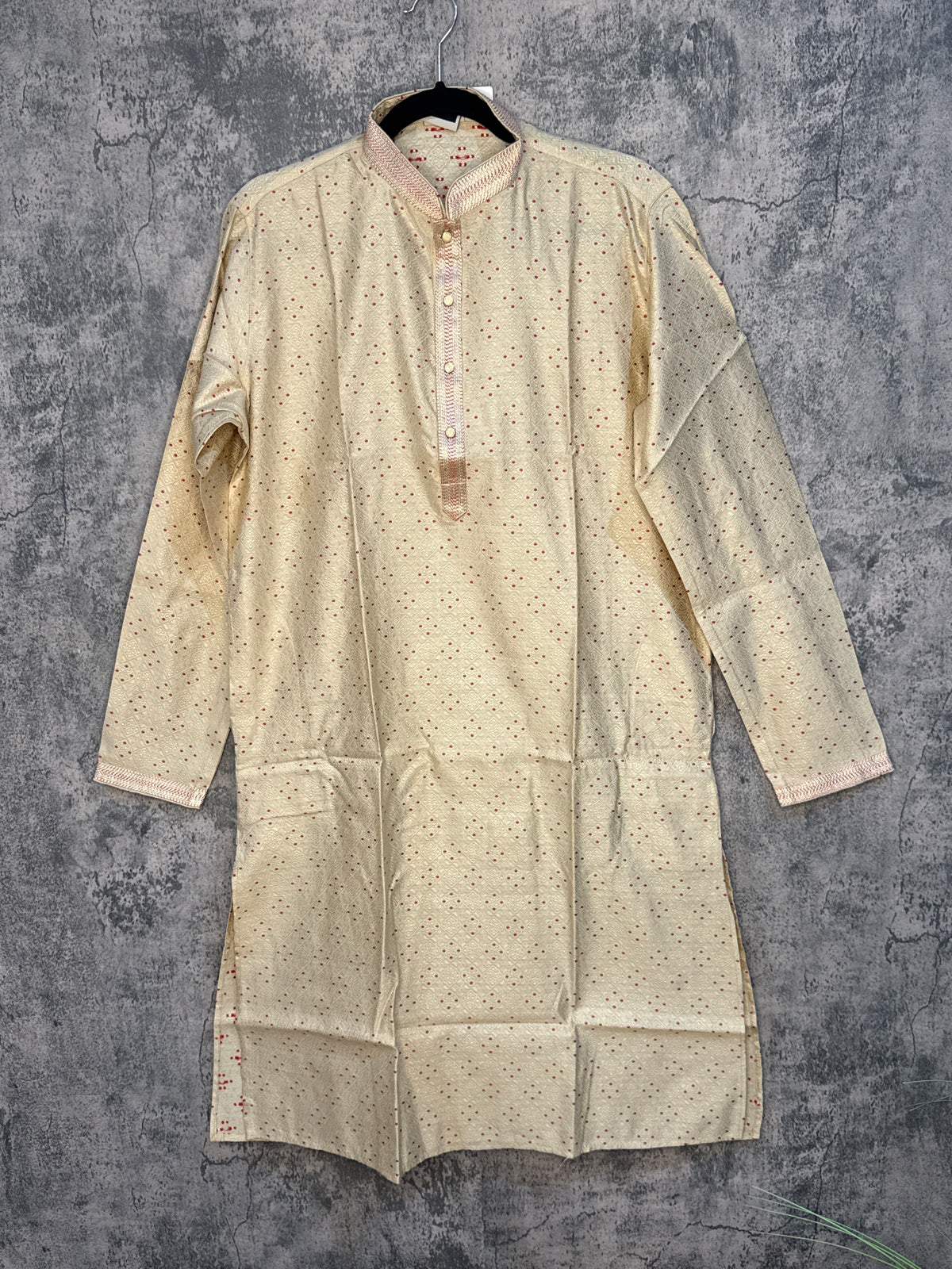 Sandalwood color banarsi silk fabric with self embosed embroidery