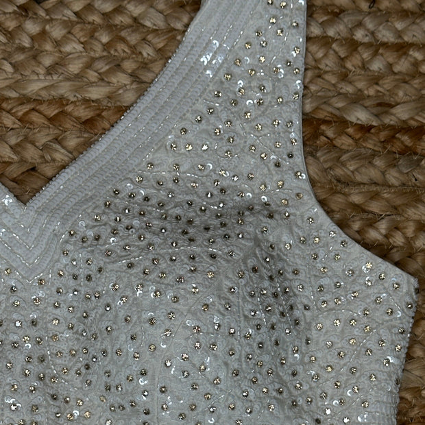White sequins designer blouse