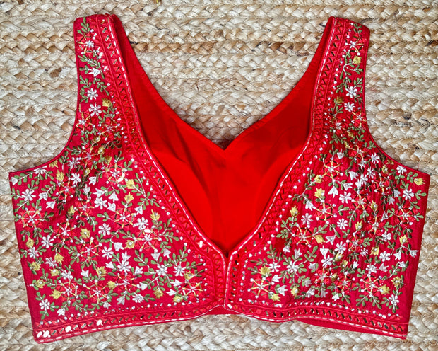 Red designer blouse