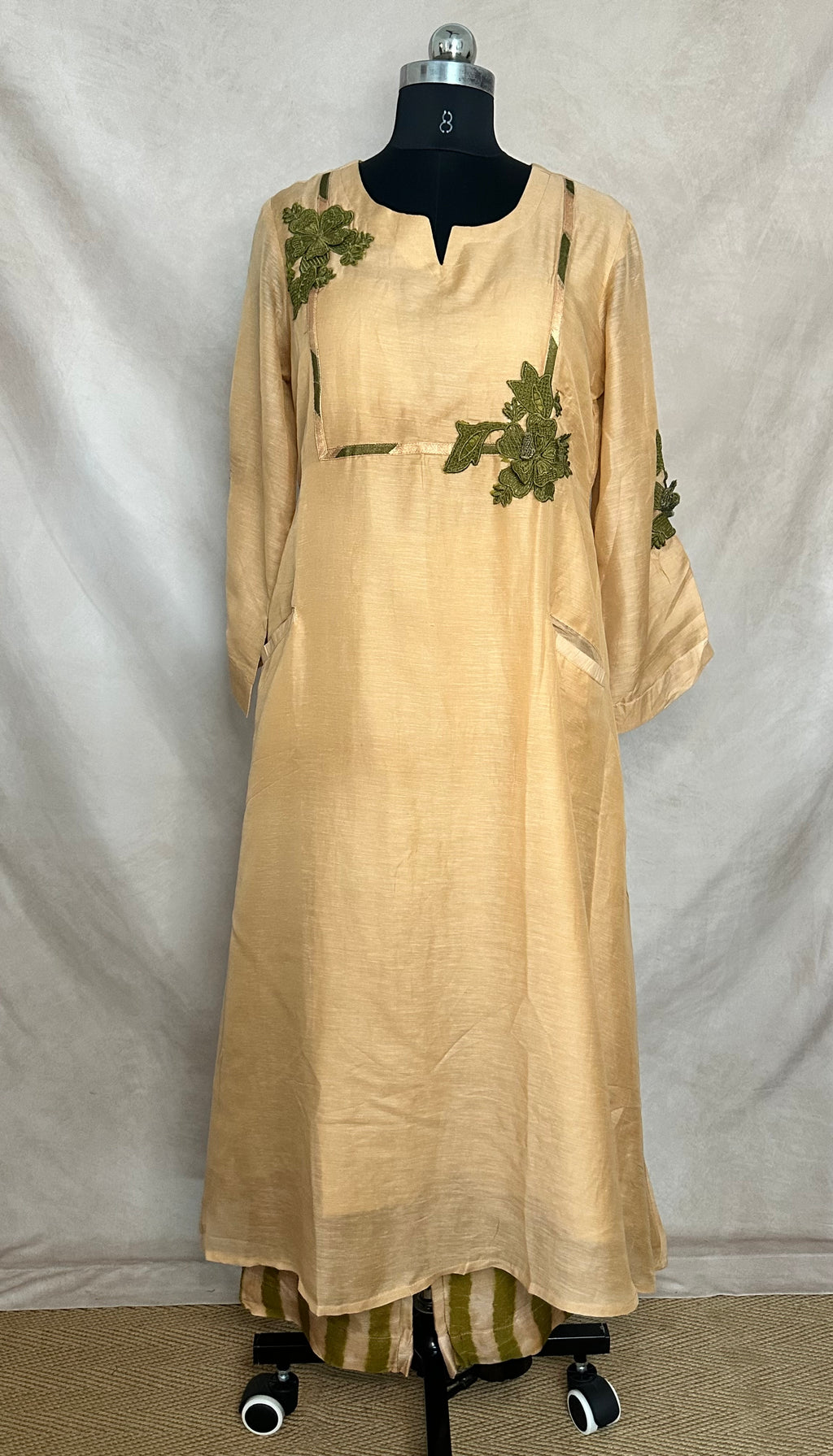 Chanderi silk kurti with bottom and dupatta