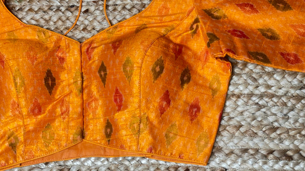Orange Ikkat raw silk blouse
