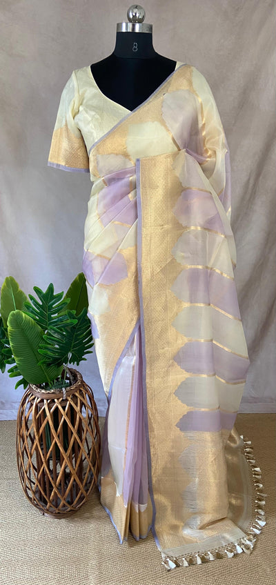 Organza silk saree with stiched blouse