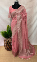 Linen banarsi saree with stitched blouse