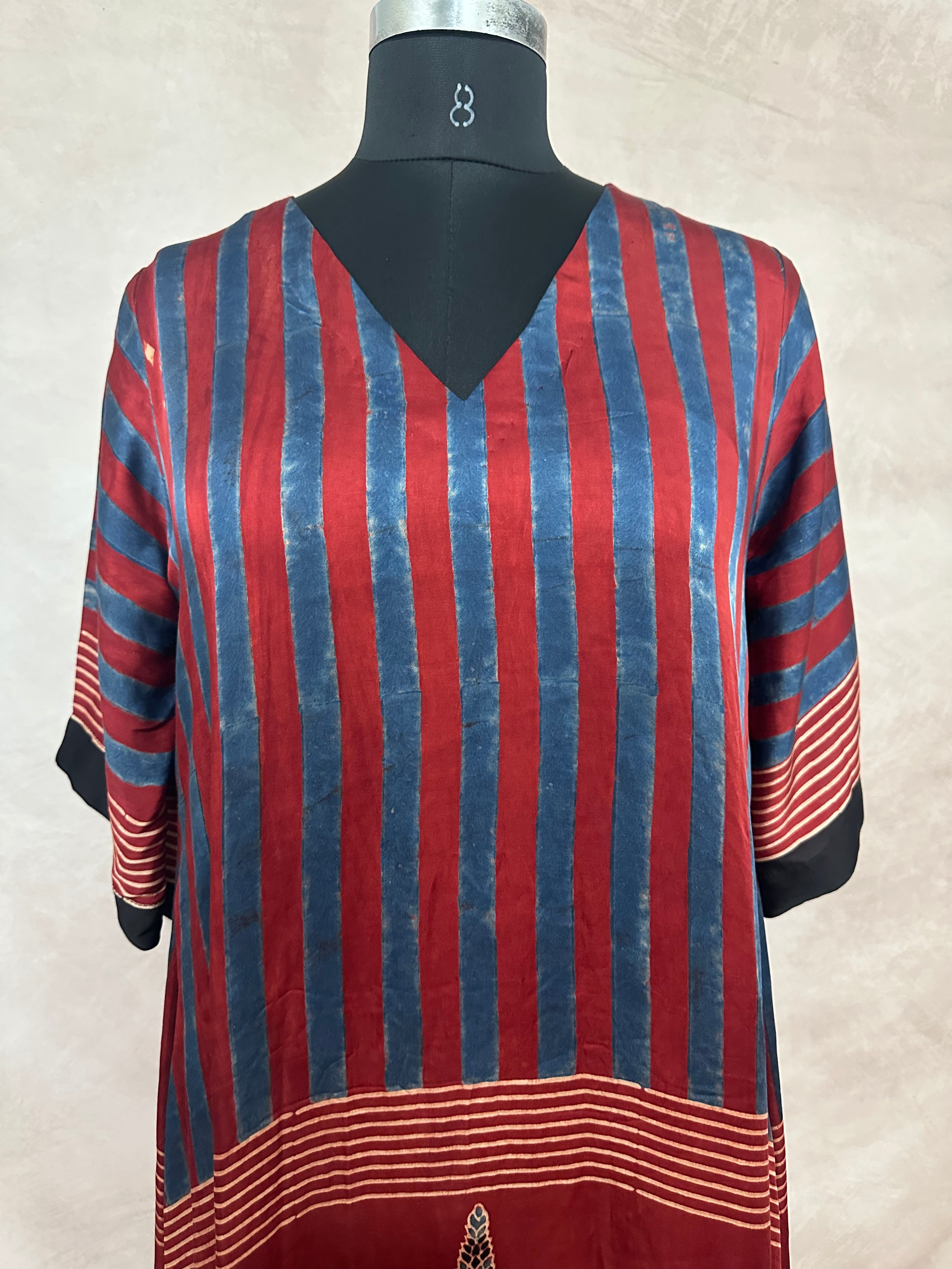 Designer Ajrakh modal silk dress