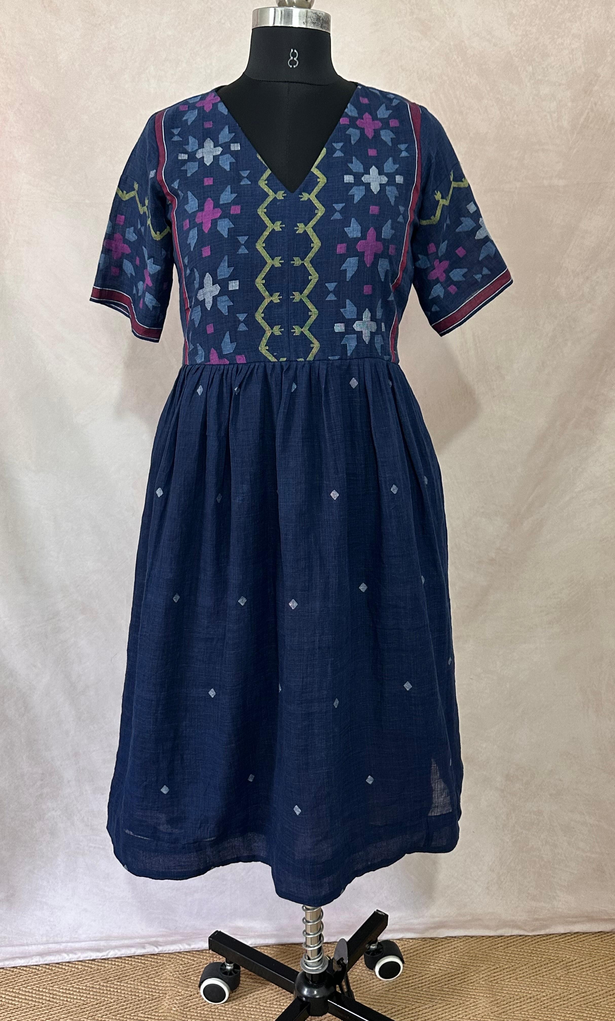 Handloom jamdani cotton dress