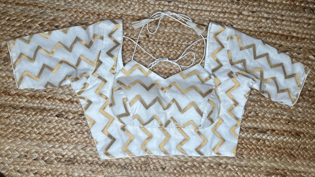 Off white chandri brocade blouse