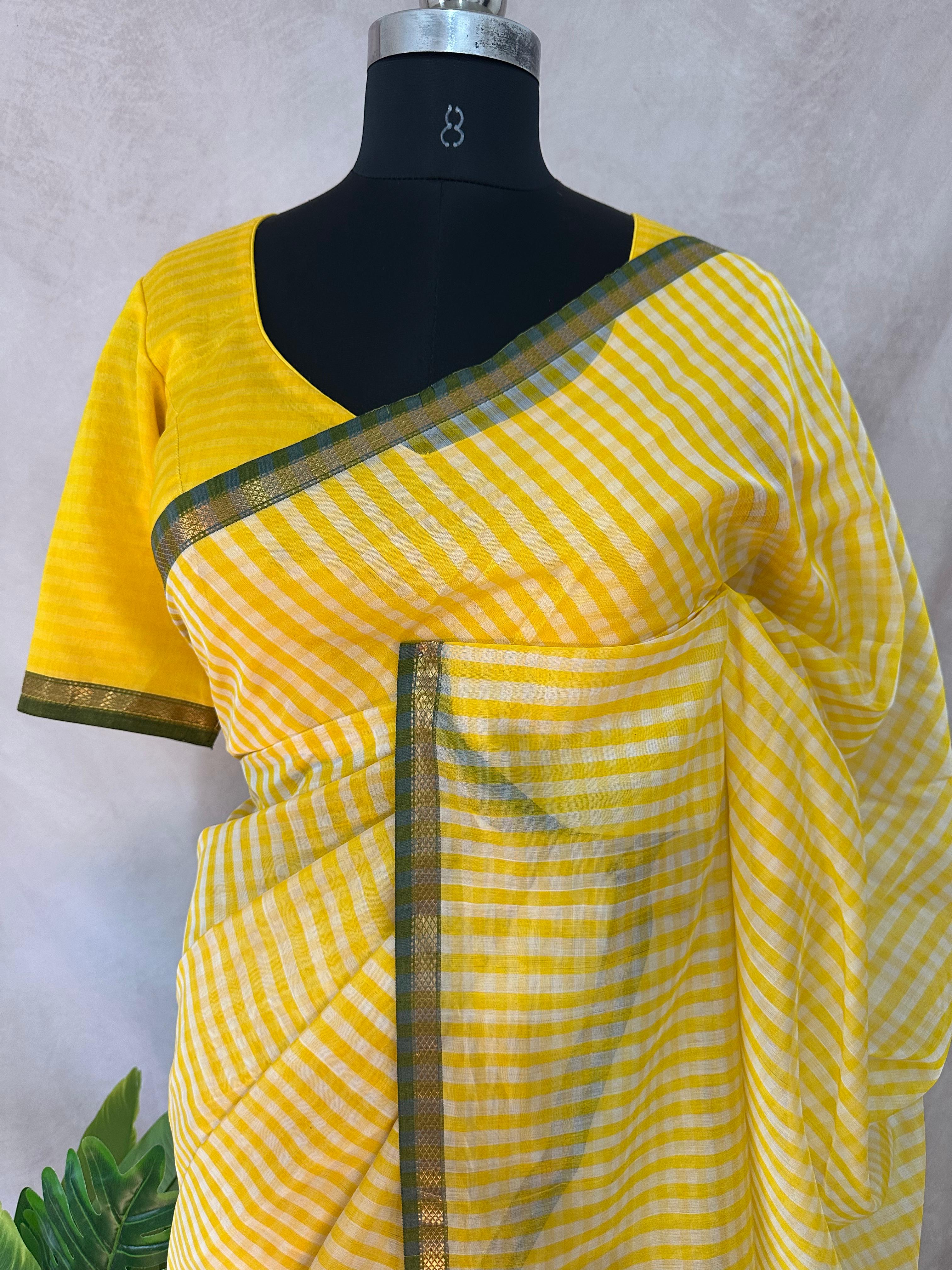 Maheshwari silk saree with stitched blouse