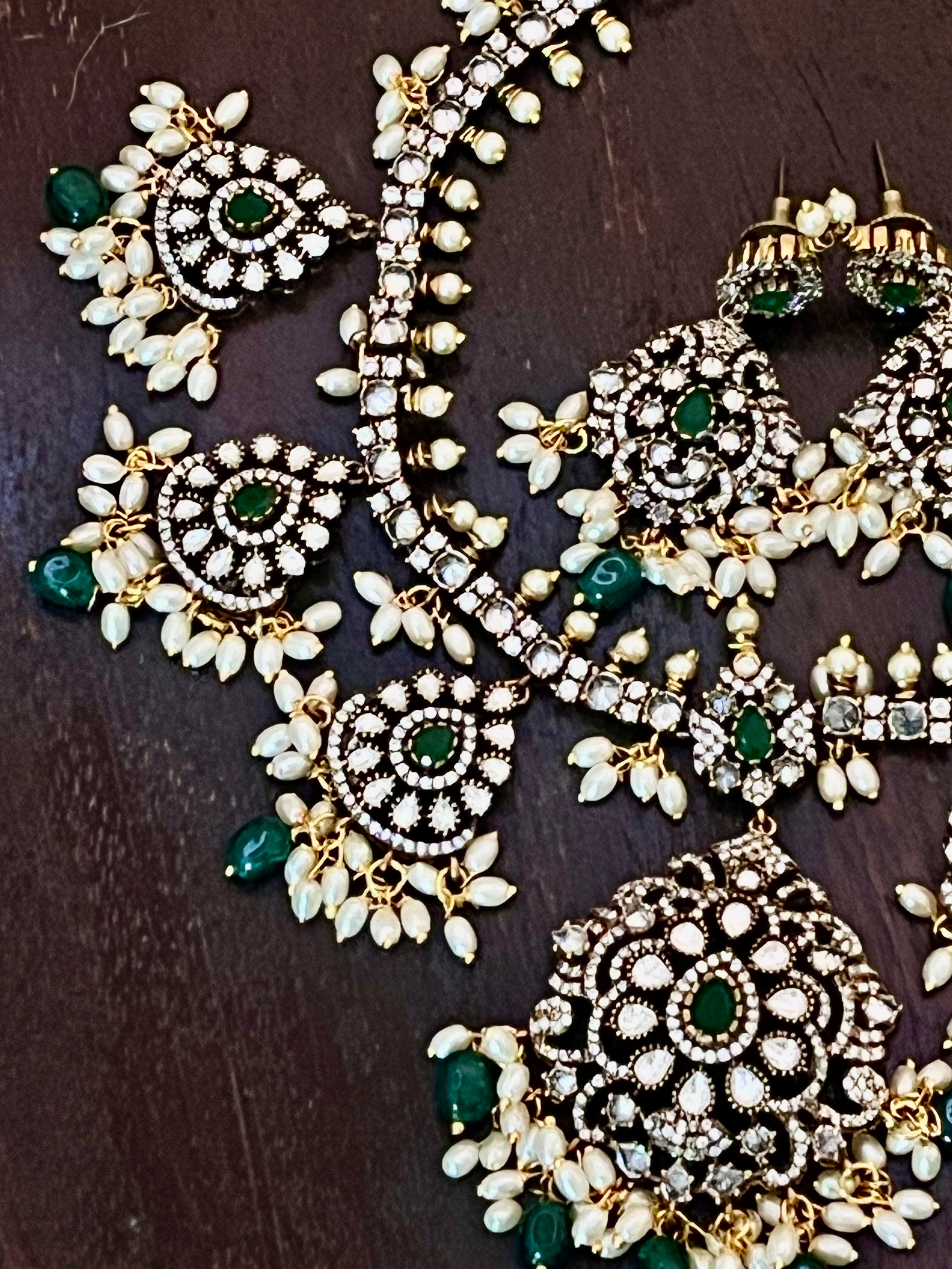 Moissanite Guttapusalu neckalce and earring