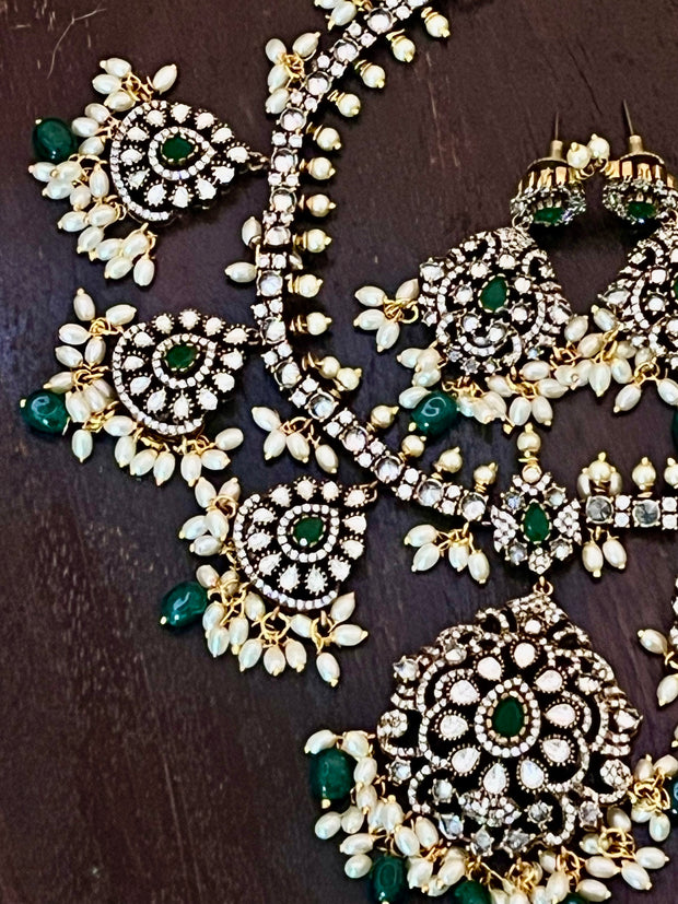 Moissanite Guttapusalu neckalce and earring