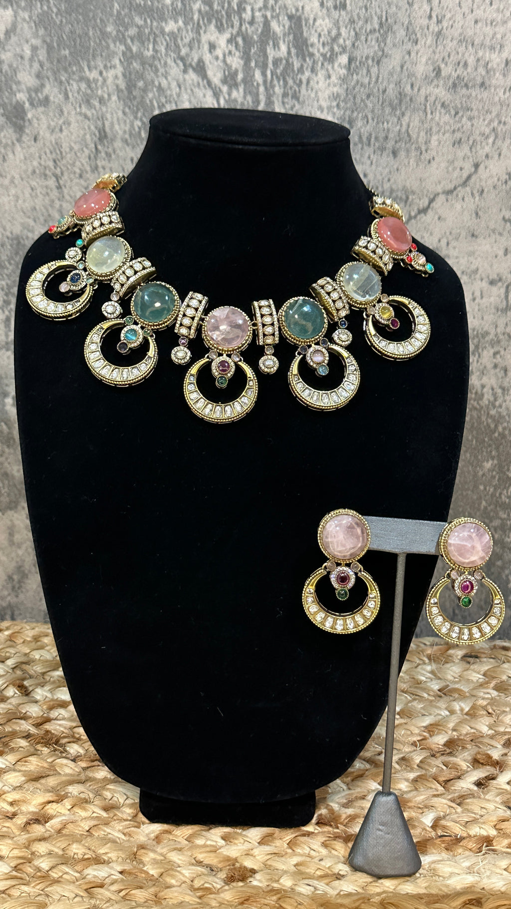 Designer replica necklace with multi color stones