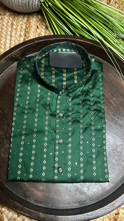 Bottle breen silk kurta - 40