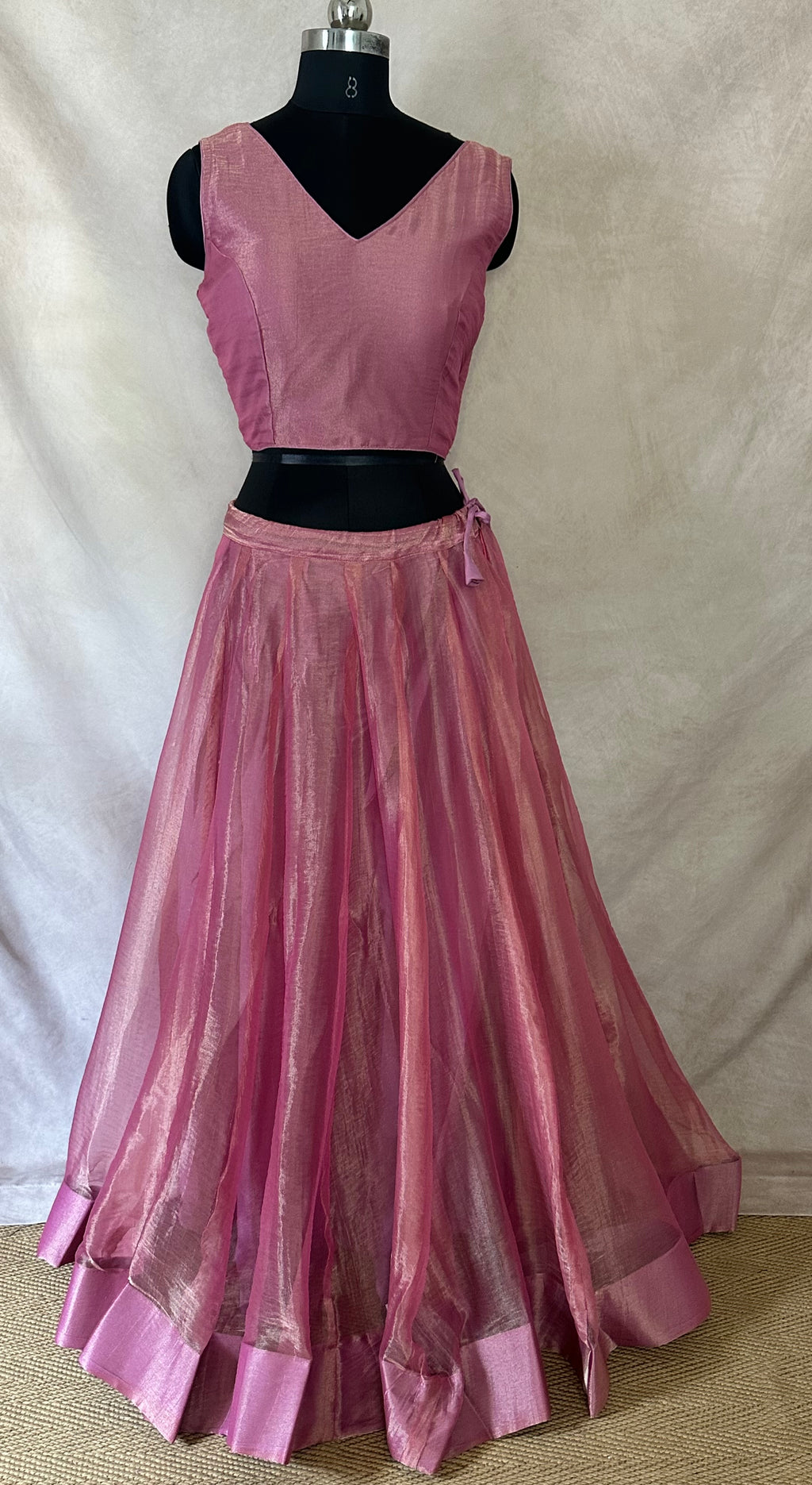 Rose Gold tissue lehanga