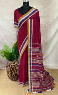 Organic Kala cotton handloom saree with mirror work , stitched blouse