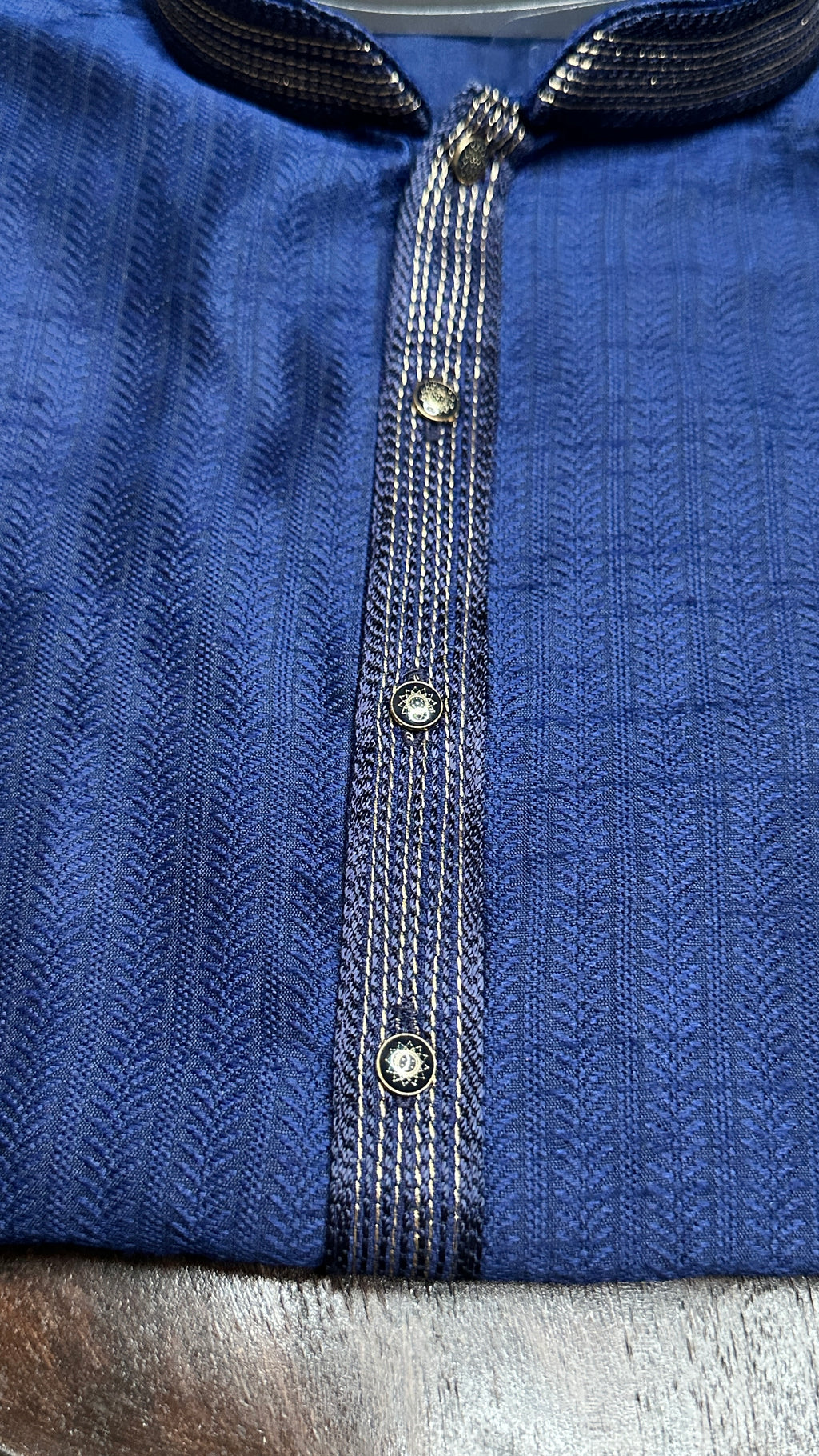 Navy blue semi silk kurta - 40