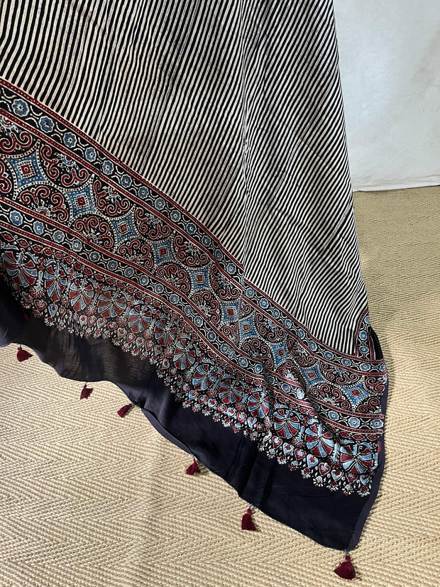 Modal silk kurti with Ajrakh hand block print
