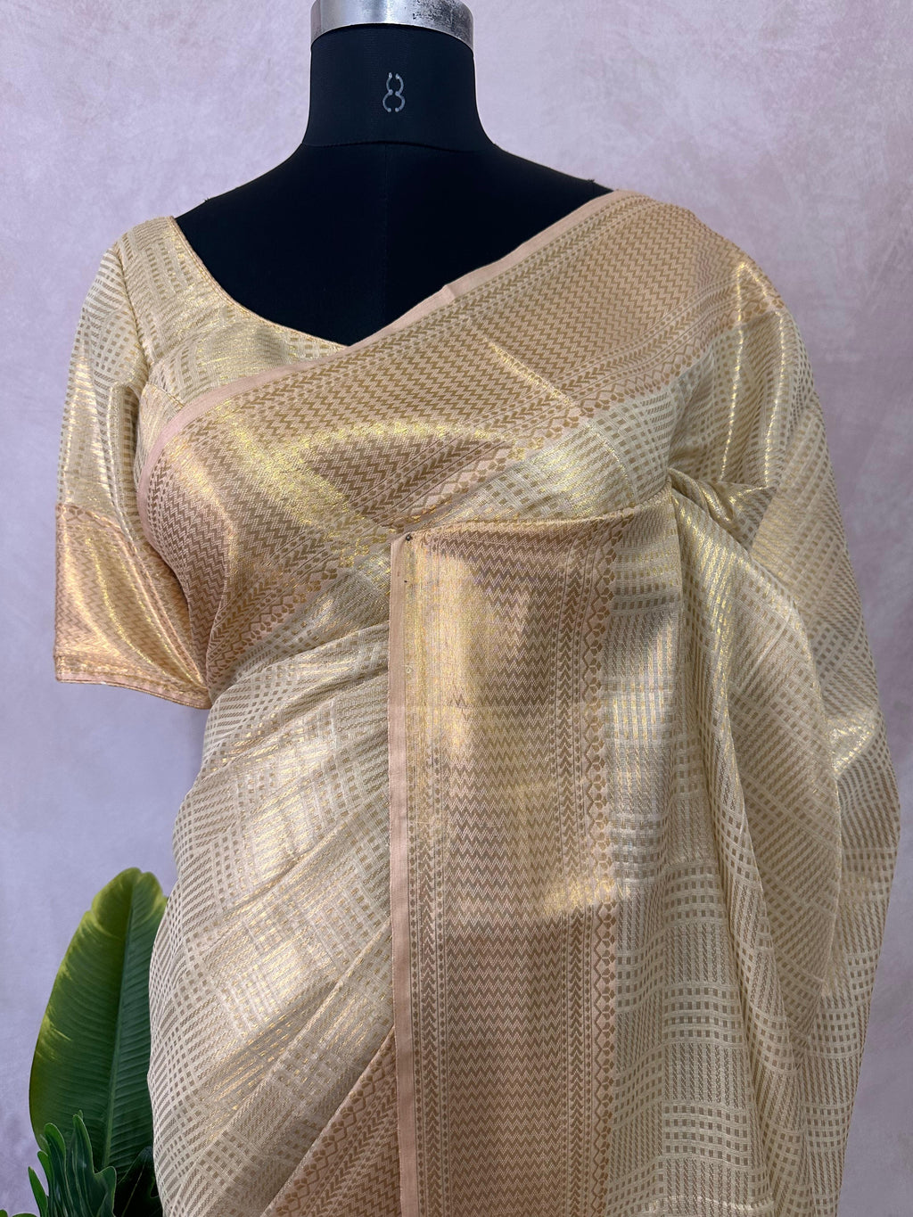 Modal tissue saree with stitched blouse