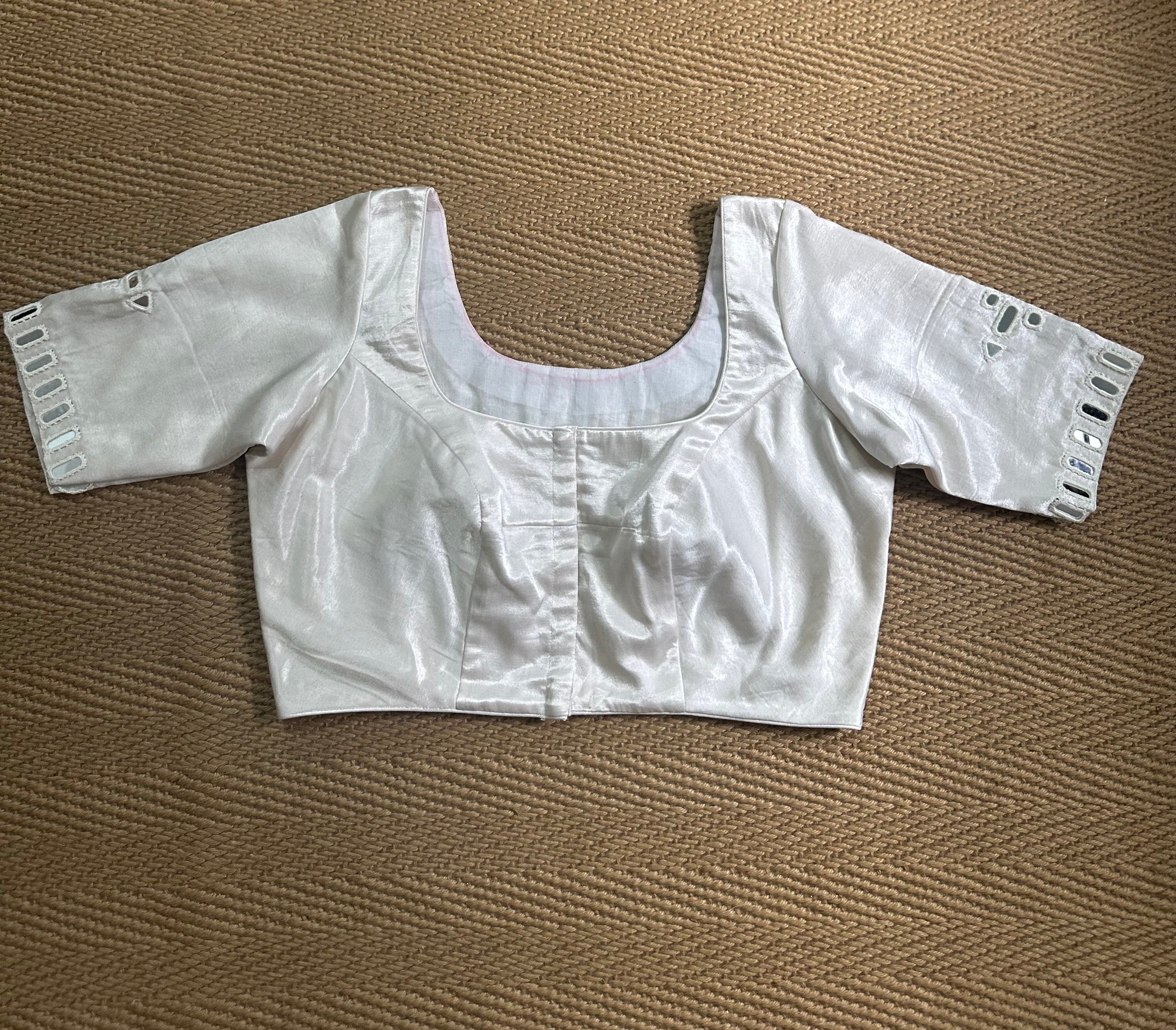 Off white modal silk blouse with mirror work