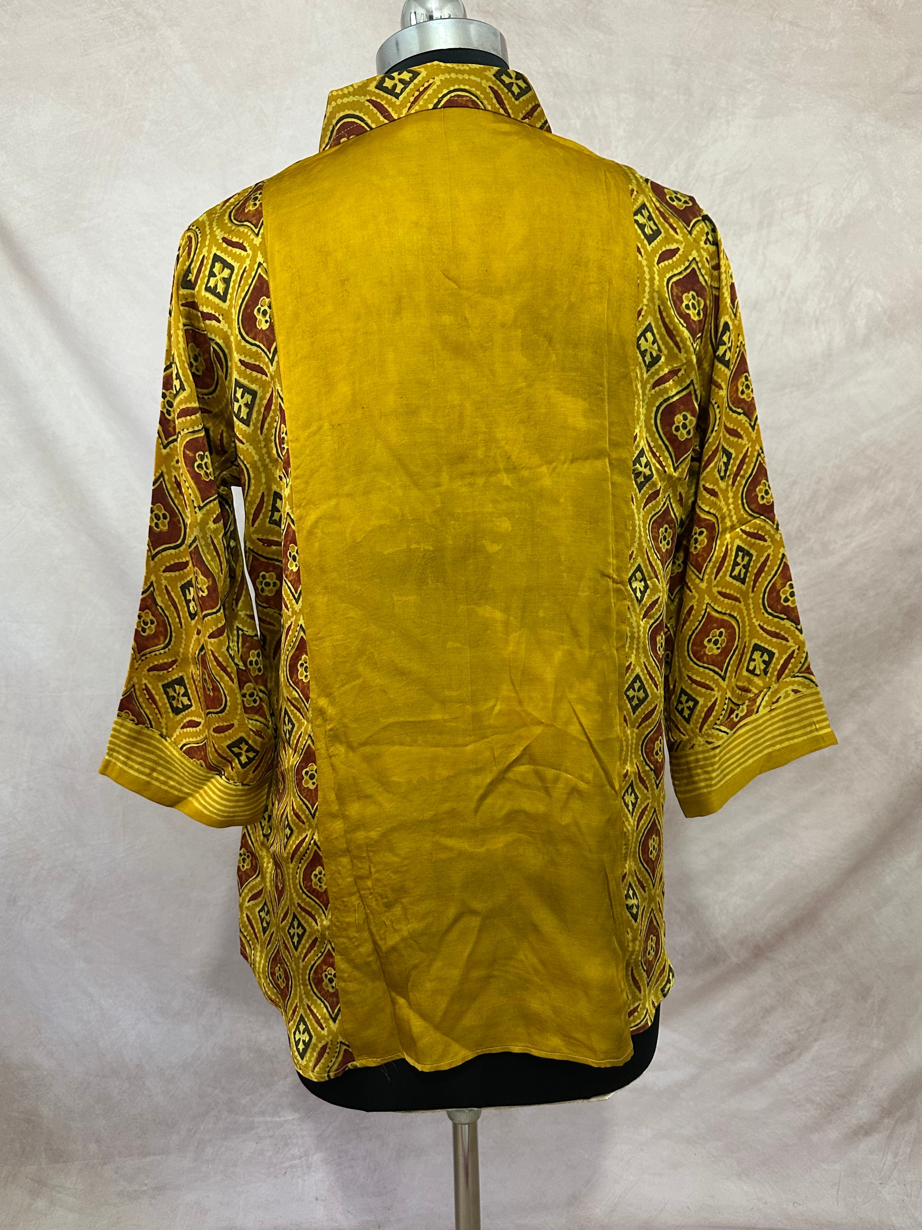 Pure Modal silk shirt with hand block print