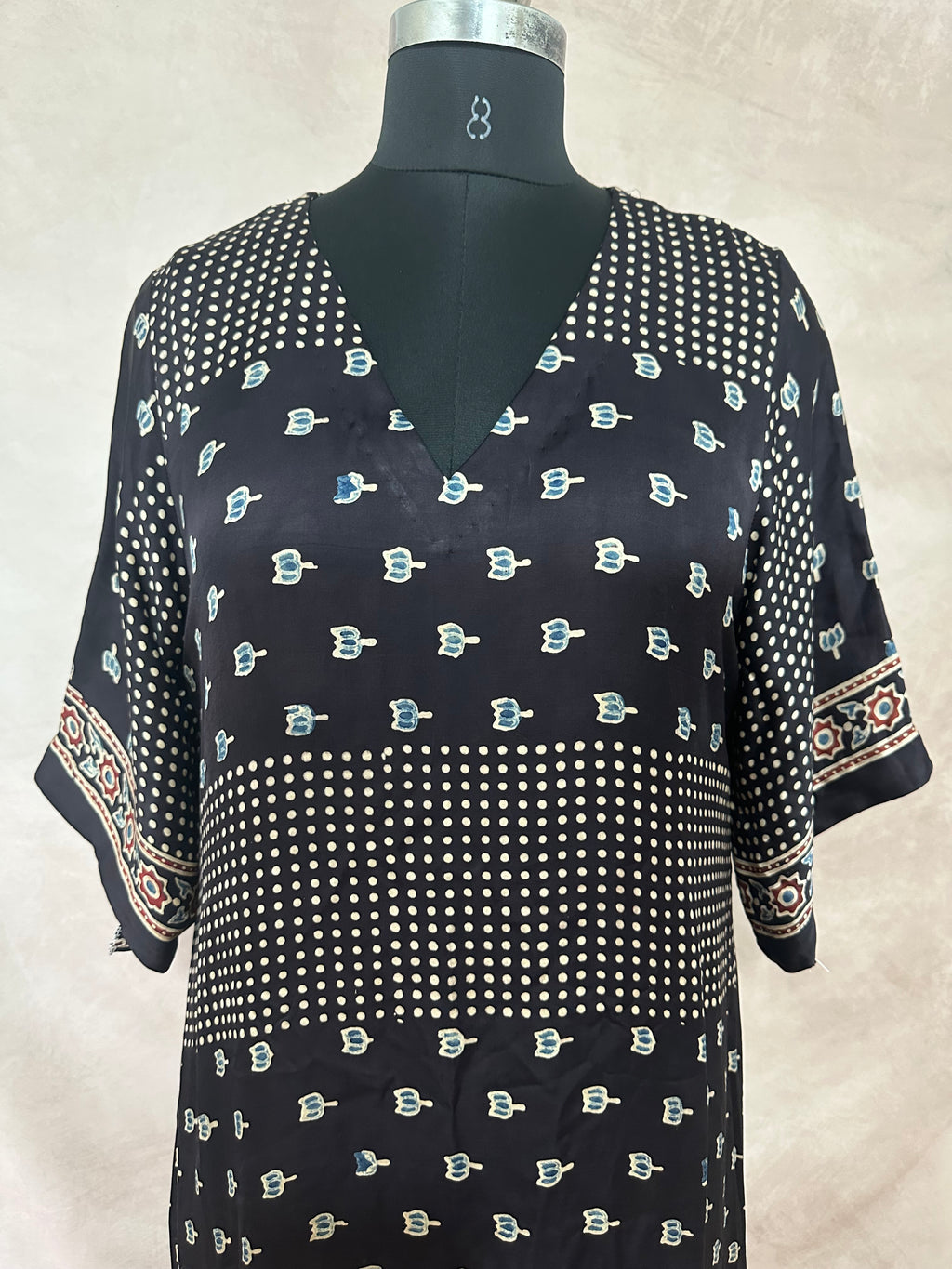 Designer Ajrakh modal silk dress