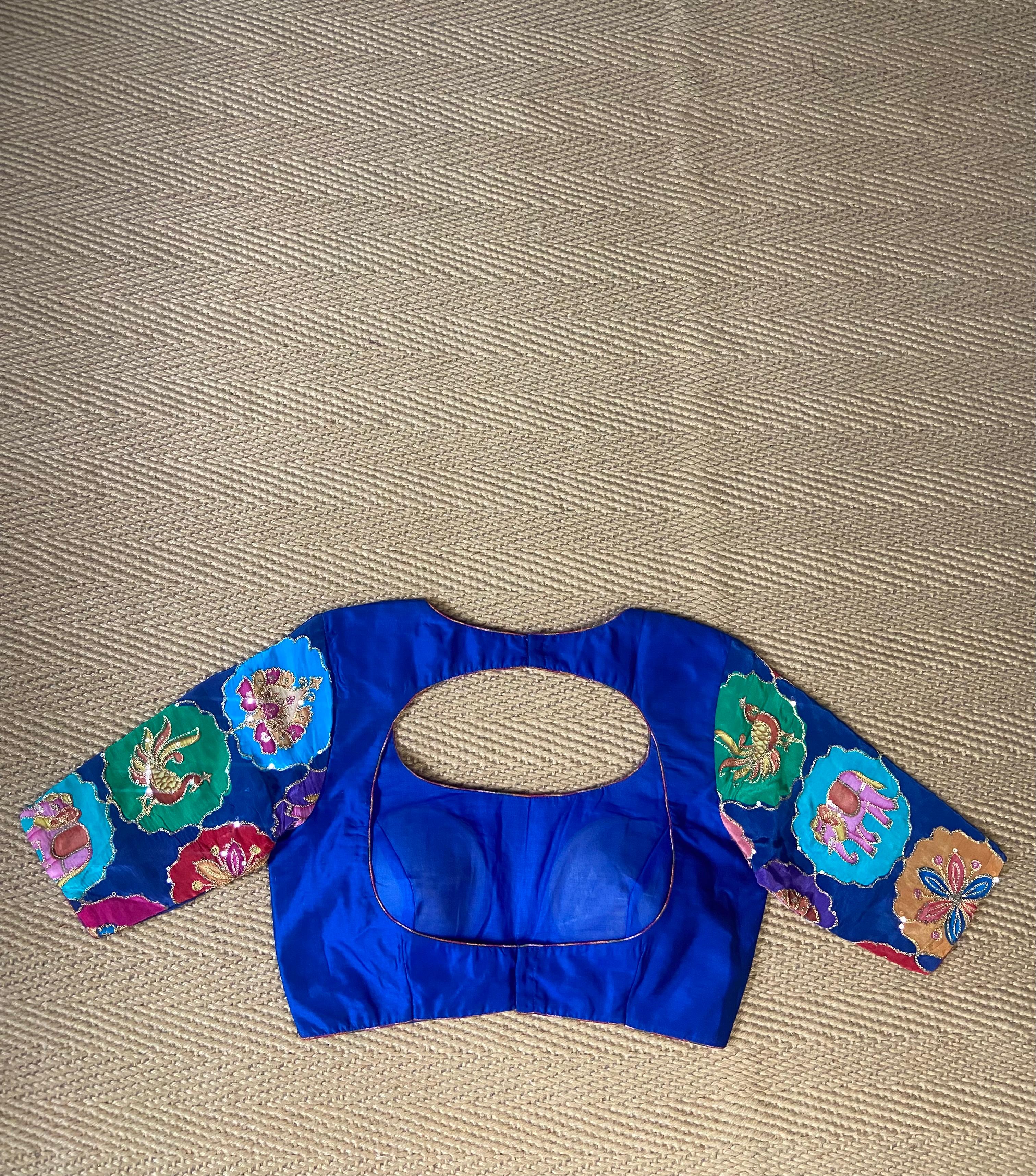 Blue silk blouse