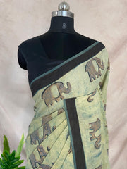 Vanaspati Ajrakh cotton sarees with hand block print with natural dye