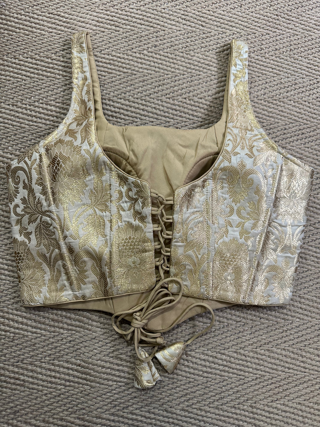Gold banarsi brocade Corset with back tie (fits from 36 to 42)