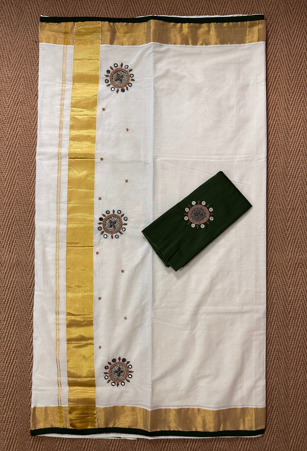 Set saree with bead emroidery and BP