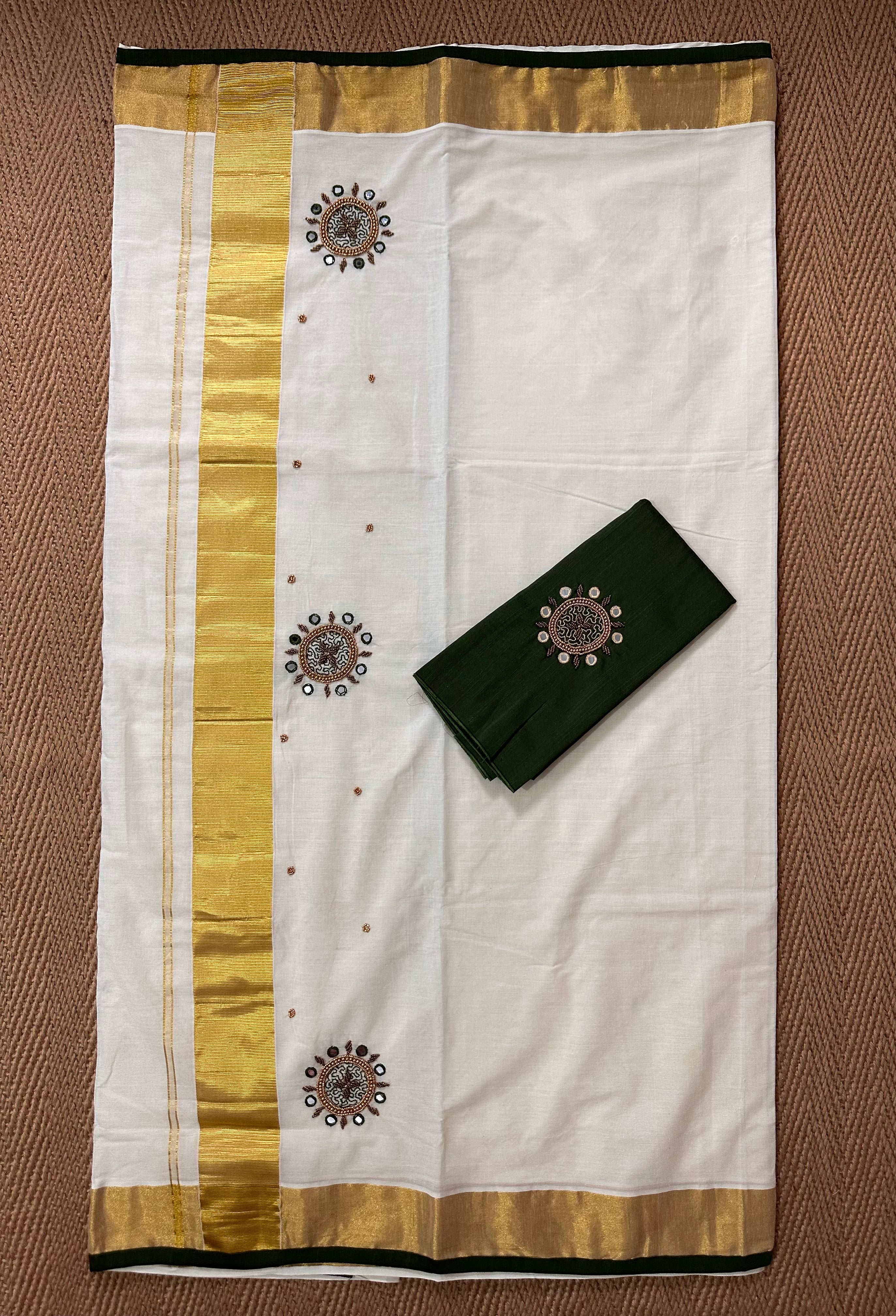 Set saree with bead emroidery and BP