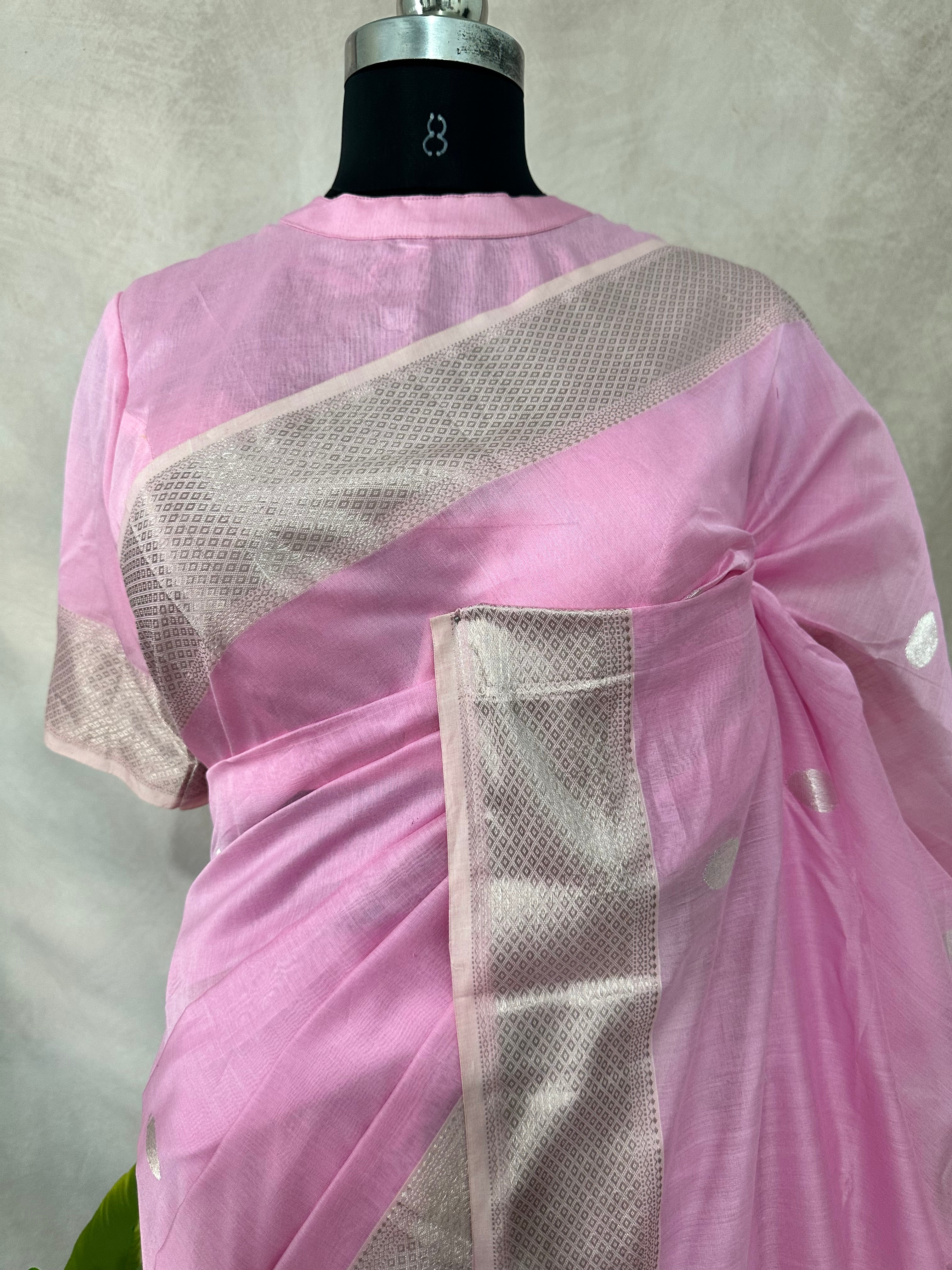 Maheshwari silk saree with stitched blouse