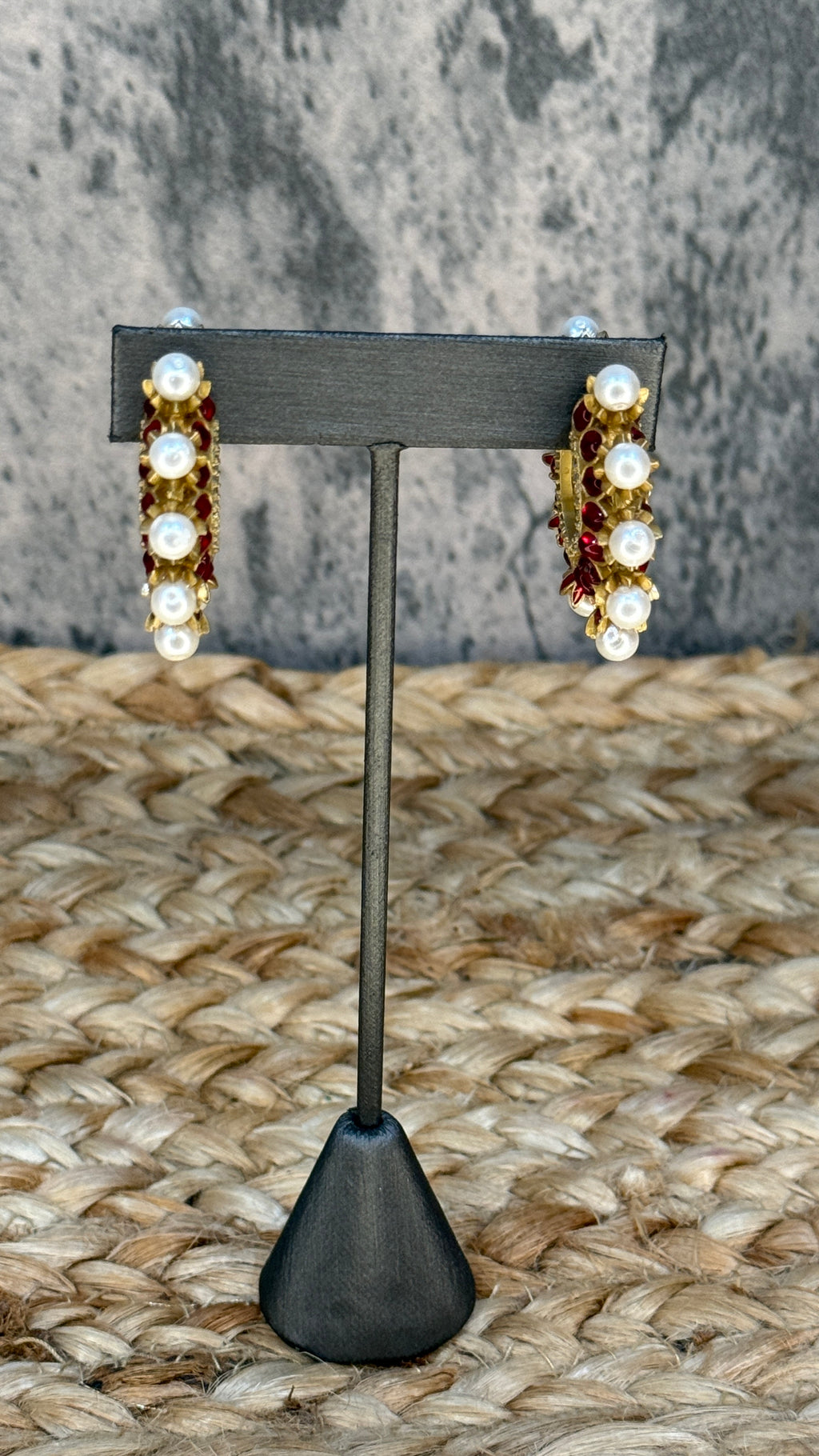 Maroon color stone hoops
