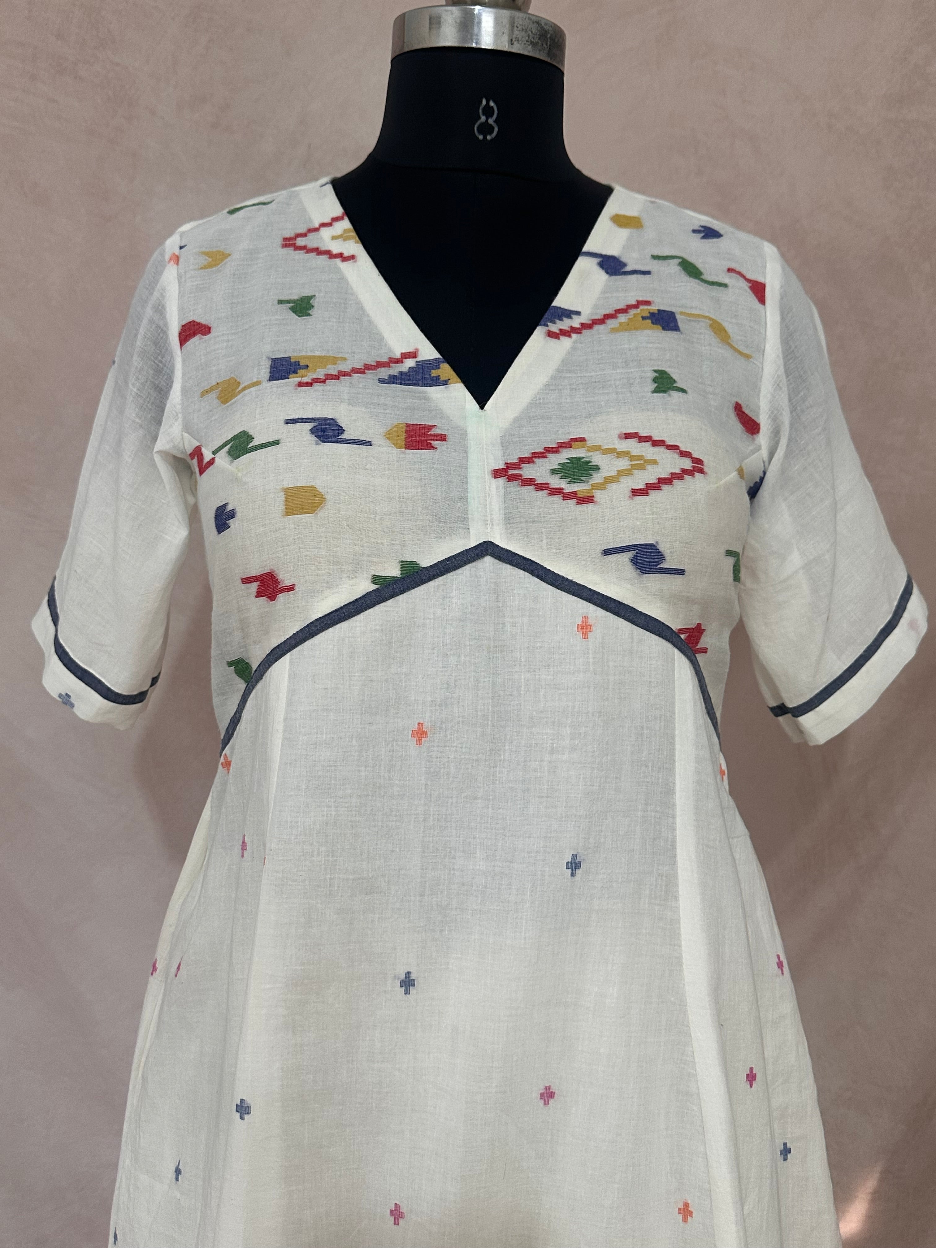Handloom jamdani cotton dress