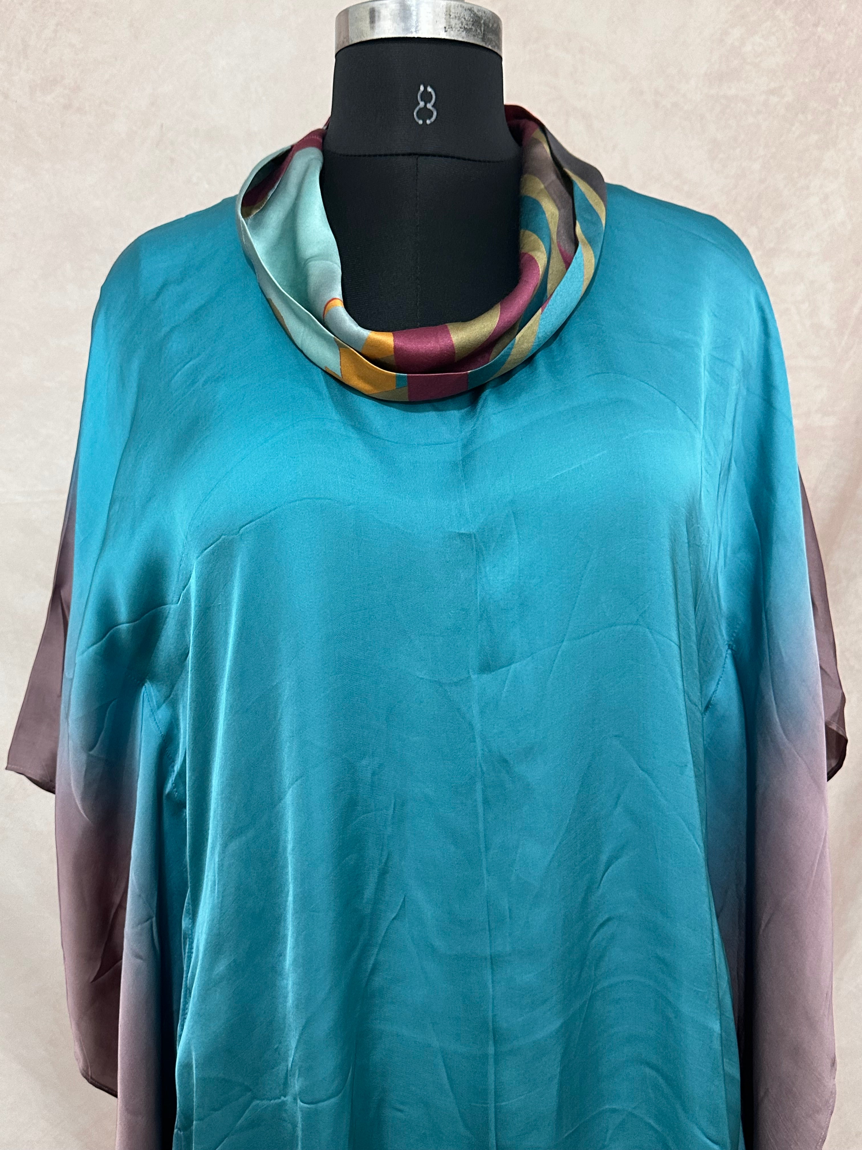 Shaded kaftan in satin silk , fits up to size 44