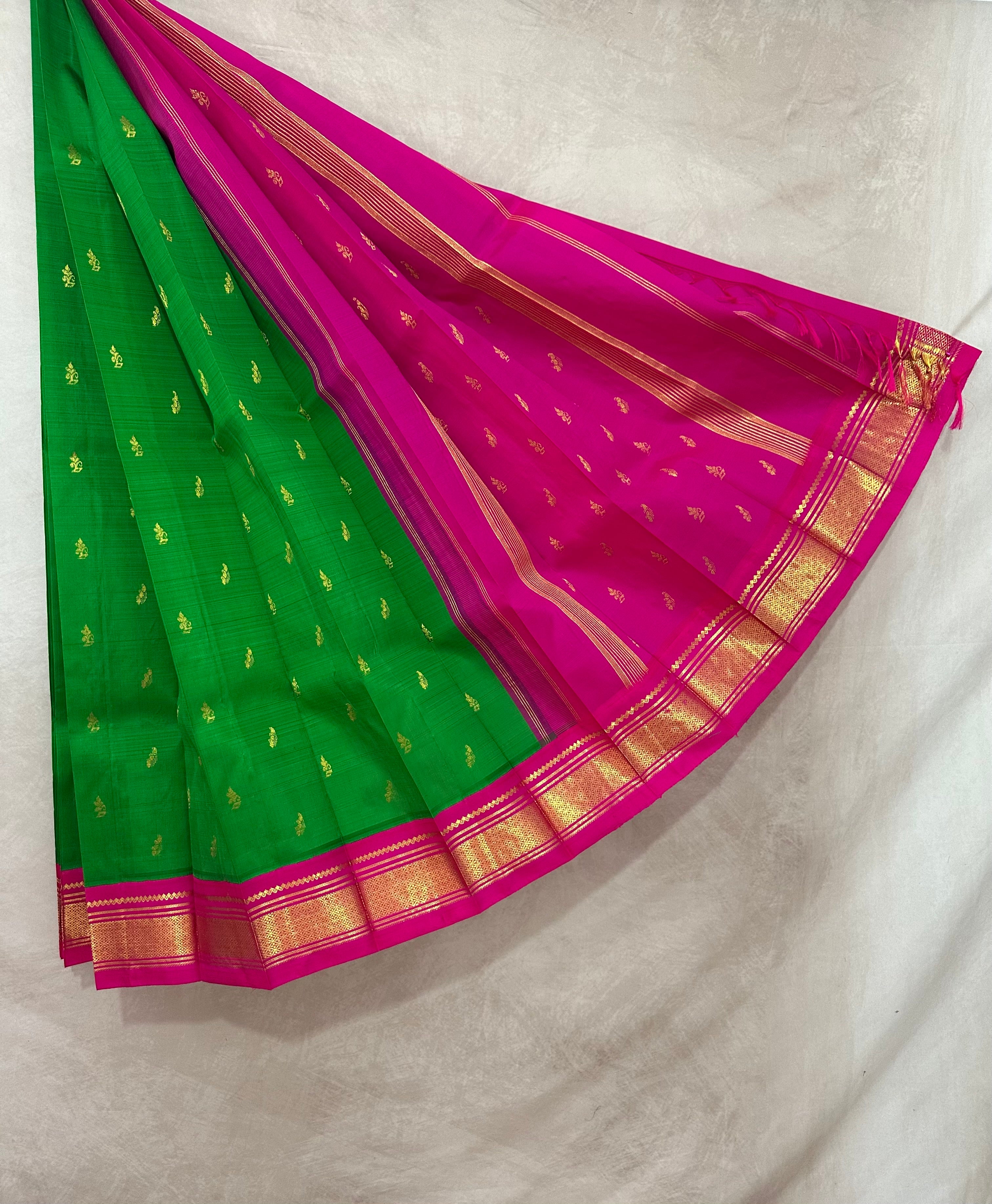 Handloom Pure silk sari with contrast one side korvai border, no BP