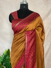 Mustard yellow and pink tussar silk kantha work, and BP