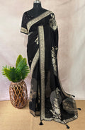 Crepe georgette saree with stitched blouse