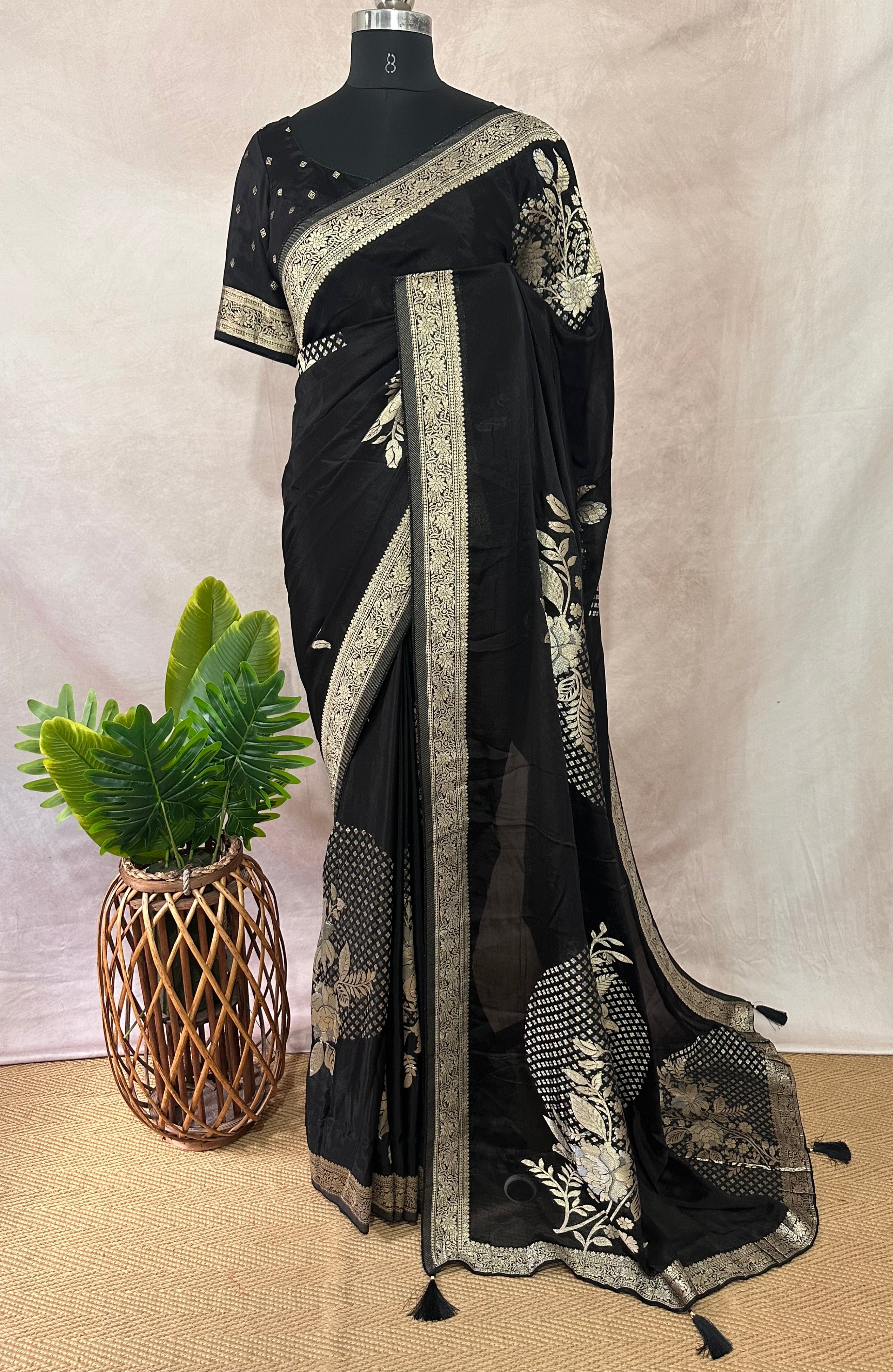 Crepe georgette saree with stitched blouse