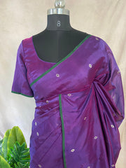 Purple chanderi katan silk saree with stitched blouse