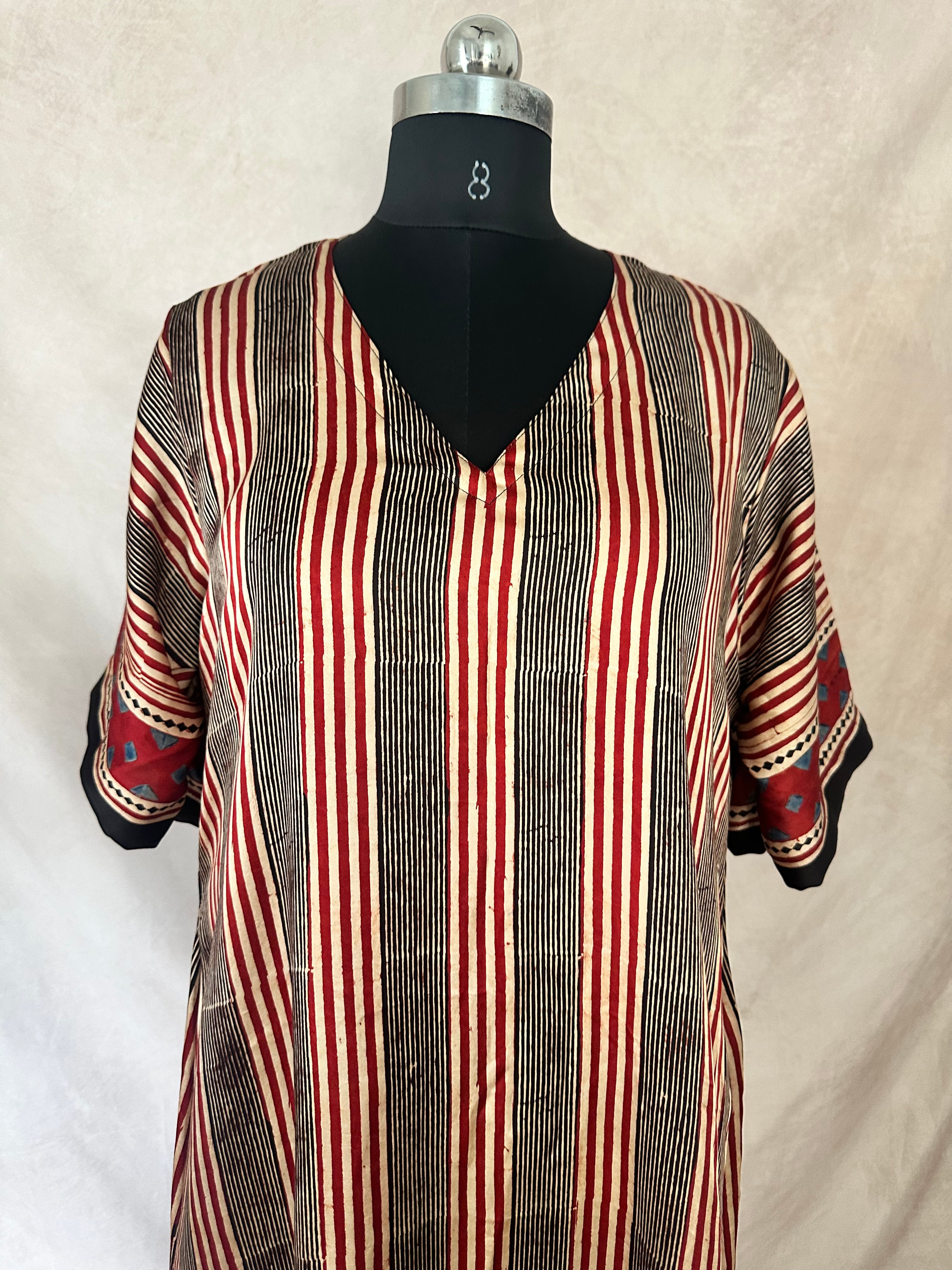 Designer Ajrakh modal silk dress