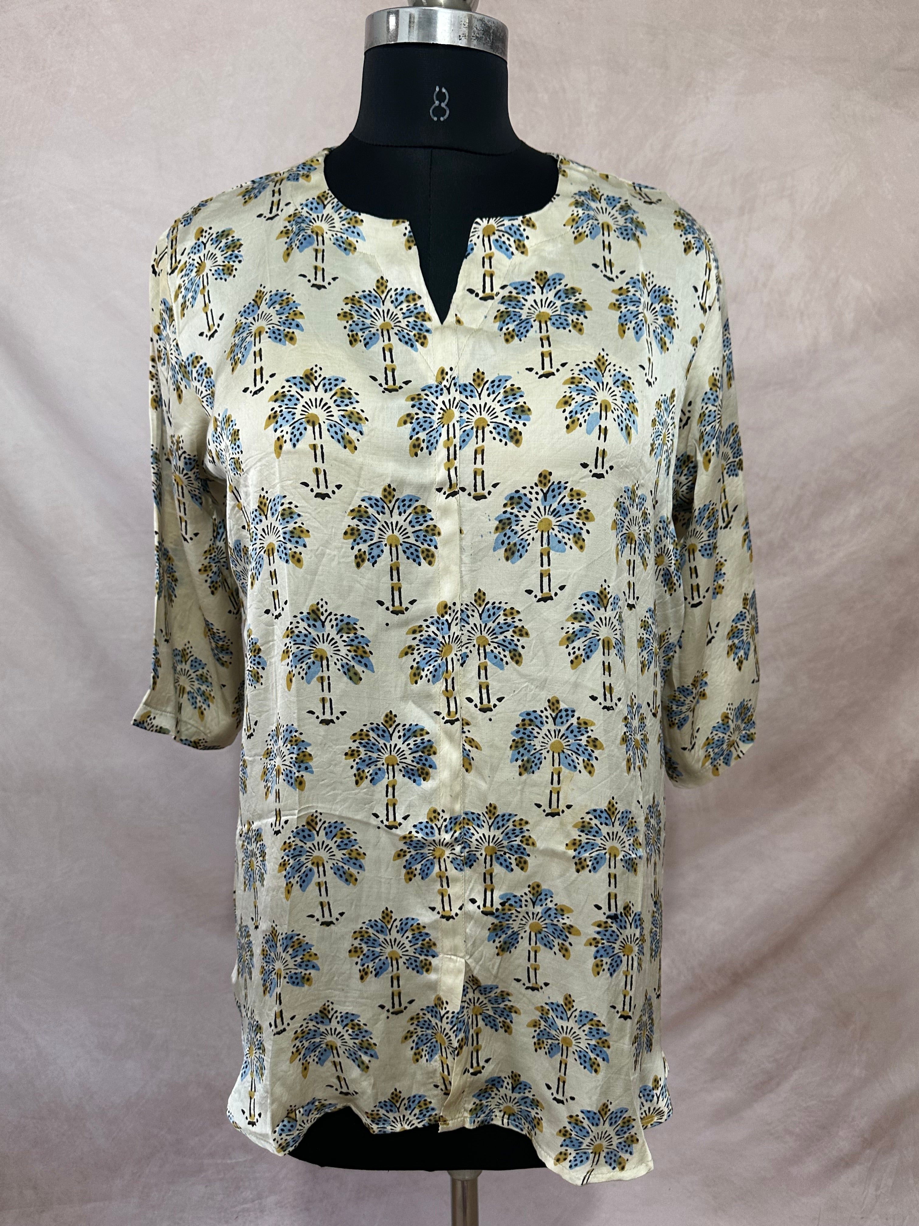 Pure Modal silk shirt with hand block print