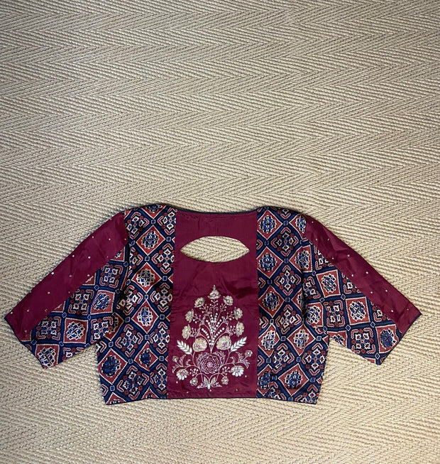 Modal silk blouse with hand embroidery