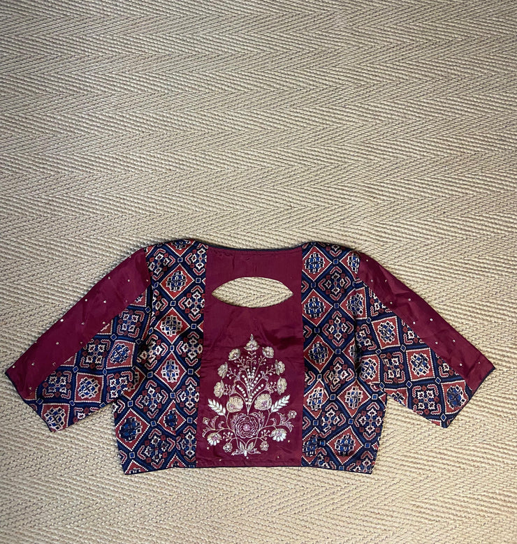 Modal silk blouse with hand embroidery