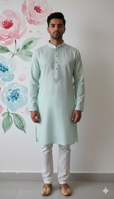 Light blue kurta with Mirror work