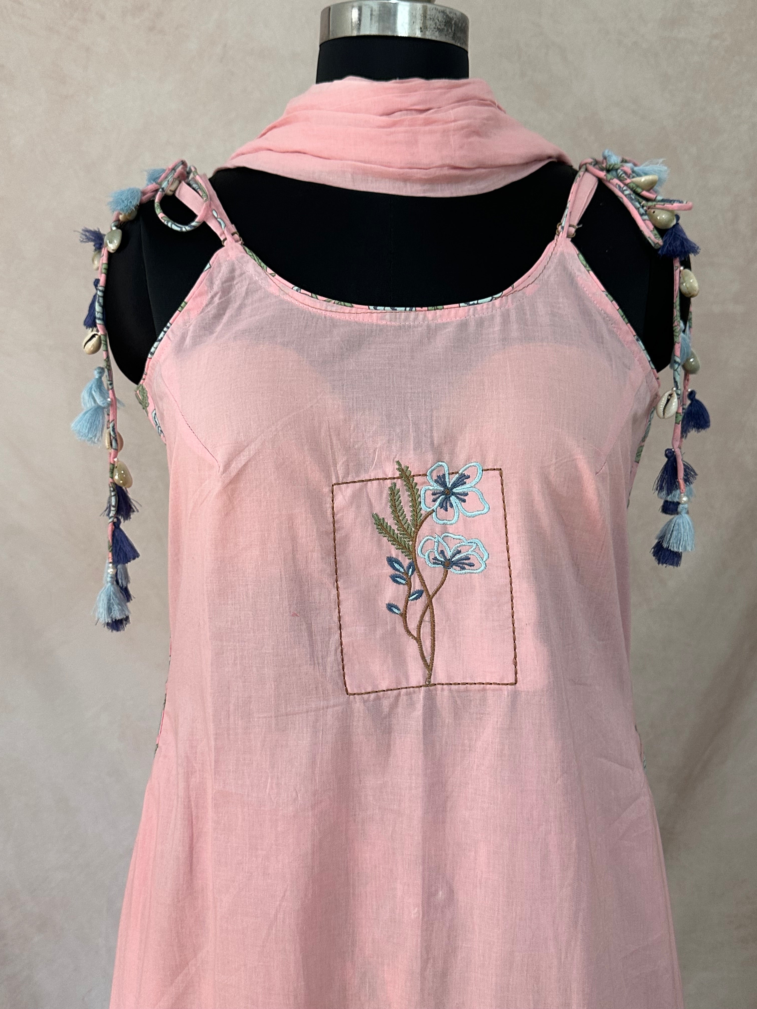 Cotton kurti with bottom and dupatta