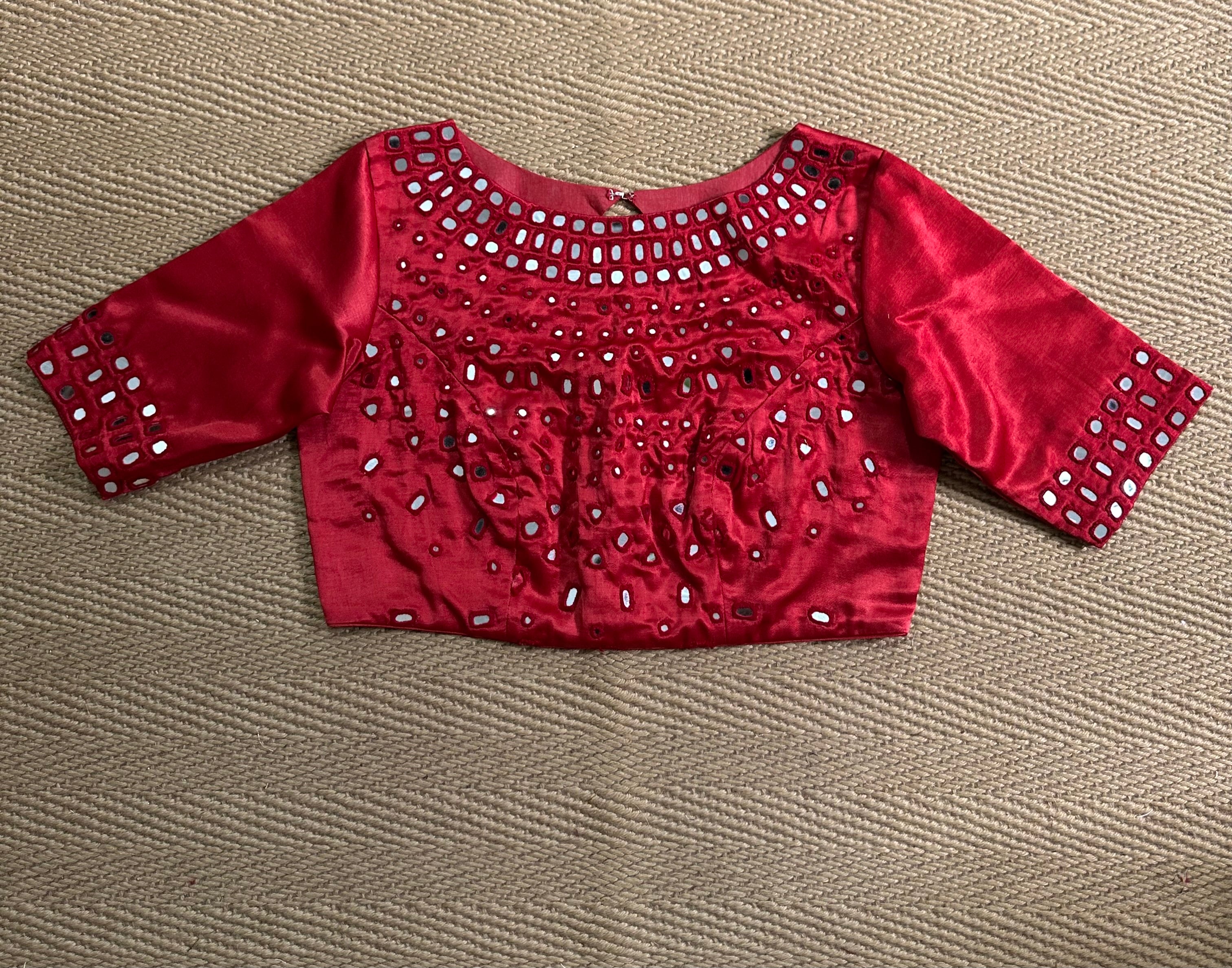 Mashru silk blouse with mirror work