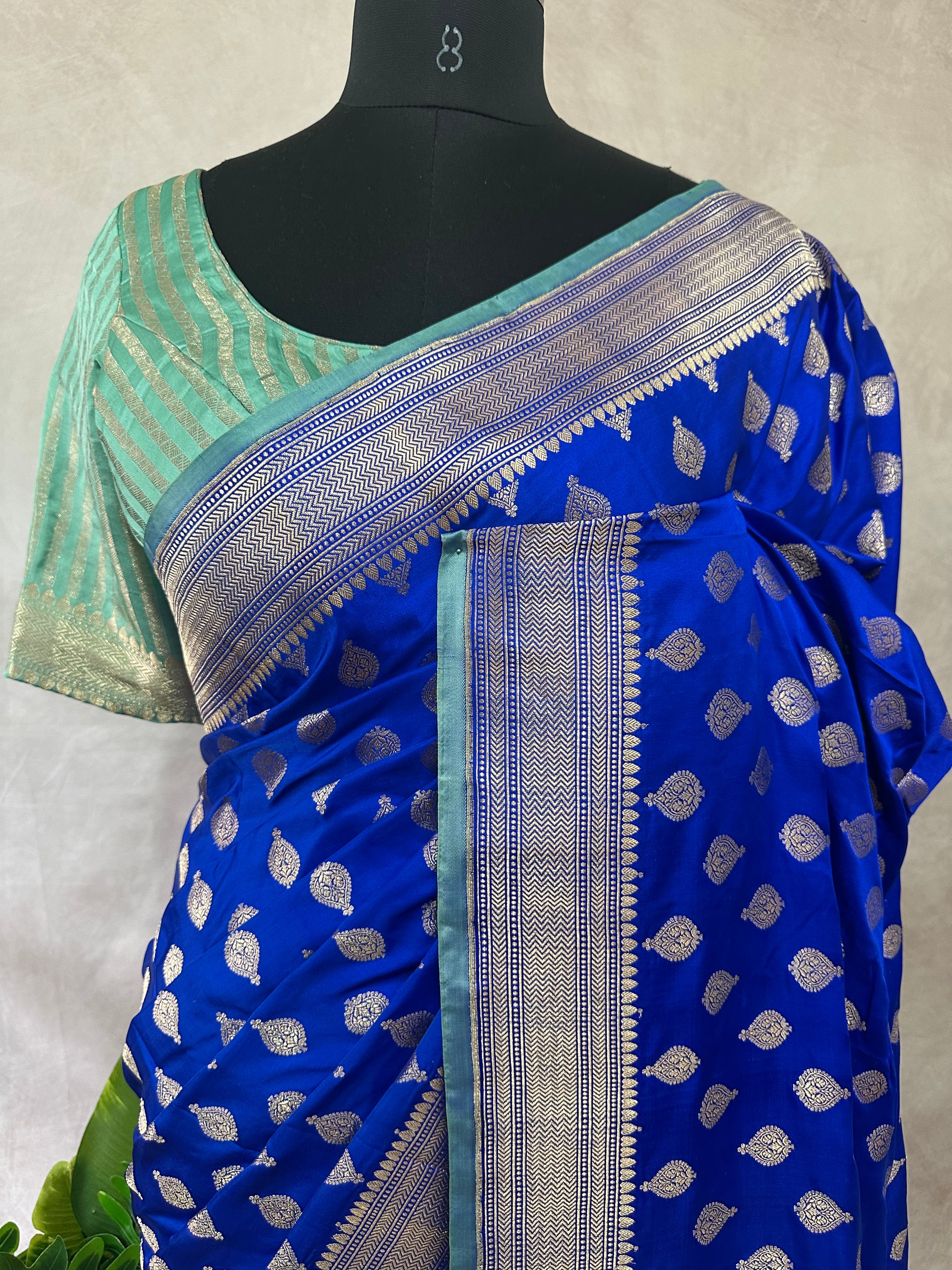 Pure katan banarsi saree with stitched blouse