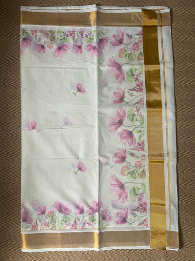 Cotton floral digital printed set saree